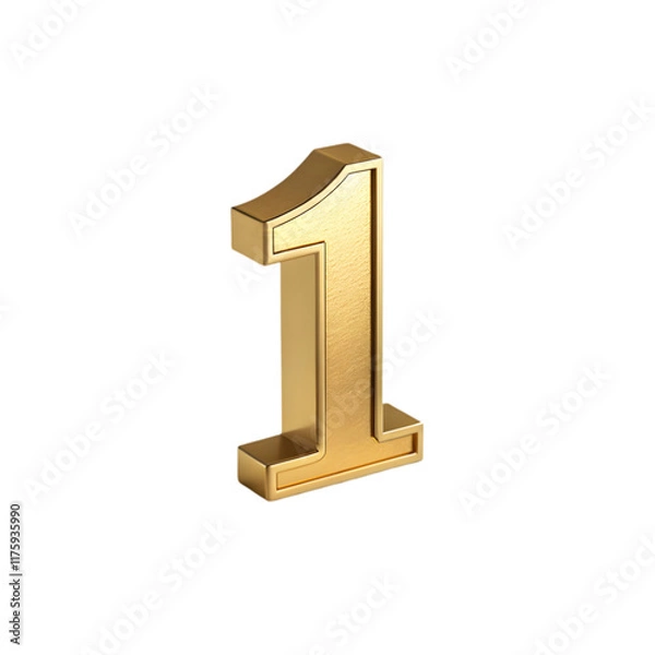 Fototapeta Number 1 gold 3d on transparent background