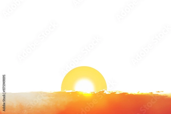 Fototapeta Stunning sunset view with vibrant colors filling the sky and reflecting on the water isolated on transparent background