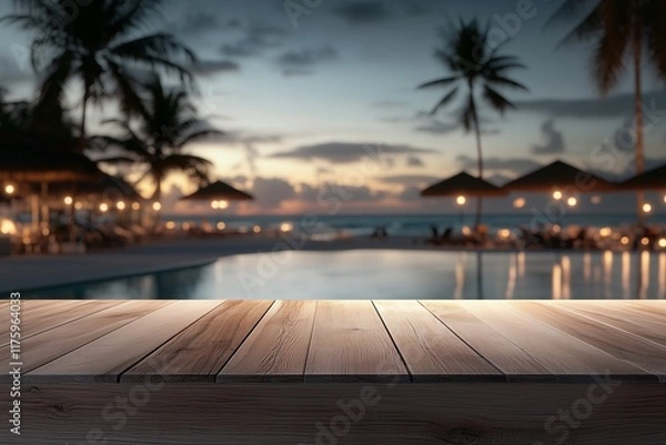 Fototapeta Relaxing beach club table with scenic views