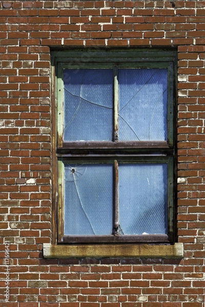 Fototapeta Broken window in warehouse