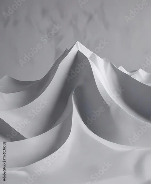 Fototapeta Geometric wave shape on a soft gray background,  underwater scene,  stylized ocean pattern