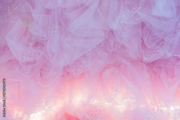 Obraz Decorative background made of pink tulle with backlighting