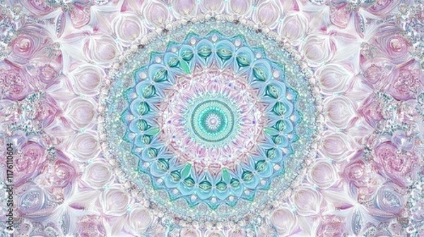Fototapeta Intricate Mandala Pattern with Soft Pastel Colors and Floral Motifs for Meditative and Contemporary Art Applications