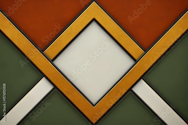 Fototapeta Abstract Geometric Design with Gold Accents and Color Blocks