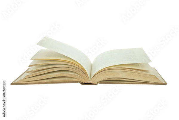 Fototapeta An old book is open isolated on white background with clipping path.