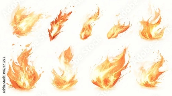 Fototapeta Dynamic Collection of Abstract Flame Illustrations Showcasing Vivid Fire Elements in Motion and Energy