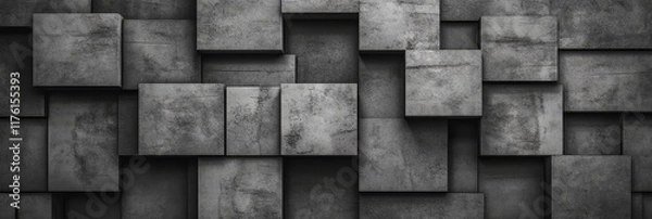 Obraz Abstract gray concrete cube wall texture background.