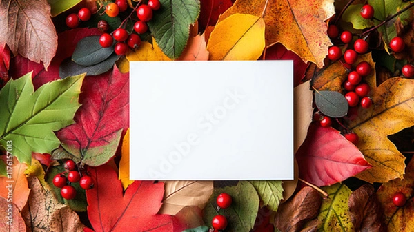 Obraz white card with autumn theme