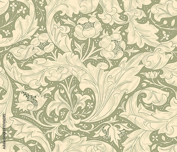 Fototapeta Modern fabric design pattern. Desktop wallpaper. Background. Floral pattern for your design. Illustration. Modern seamless pattern for interior decoration, wrapping paper, graphic design and textile.