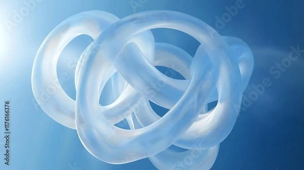 Obraz Futuristic abstract design of interconnected rings on a cool blue background