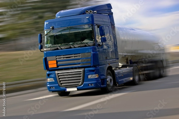 Obraz Blue Truck Driving Fast