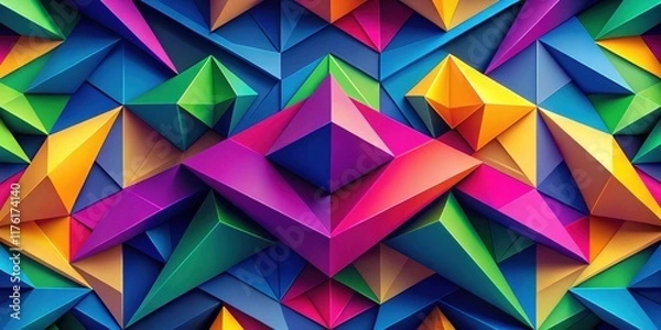 Fototapeta A symphony of vibrant hues and angles, geometric patterns intertwine, creating a captivating visual tapestry.