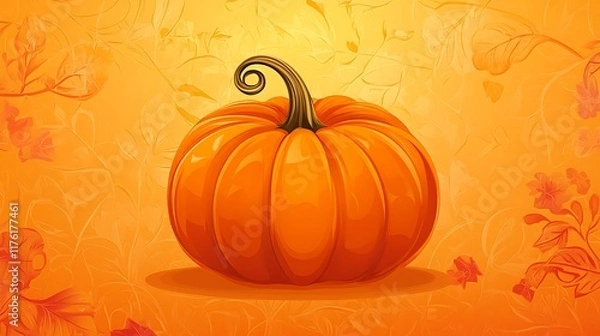 Obraz Single pumpkin on an orange-colored background ideal for a seasonal wallpaper