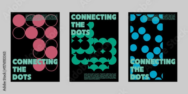 Fototapeta Brutalism poster set for event. Analog punk poster set, Poster collection for print and social media. Flyer template set, Poster graphic design set