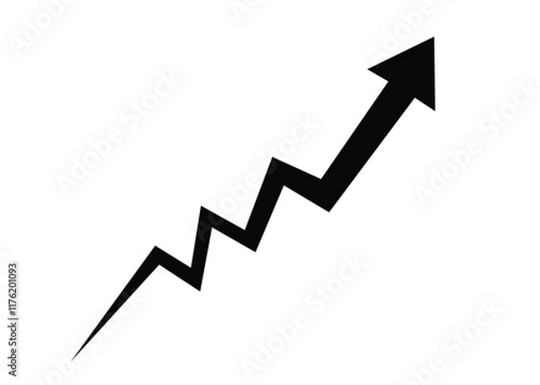 Fototapeta zigzag black arrow upward pointing going up trend