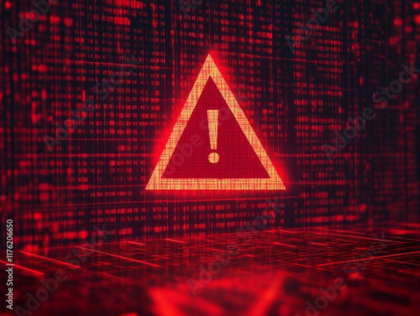 Fototapeta Recognize cyber alert warnings and symbols to prevent hacking dangers secure digital data networks and address online system vulnerabilities effectively