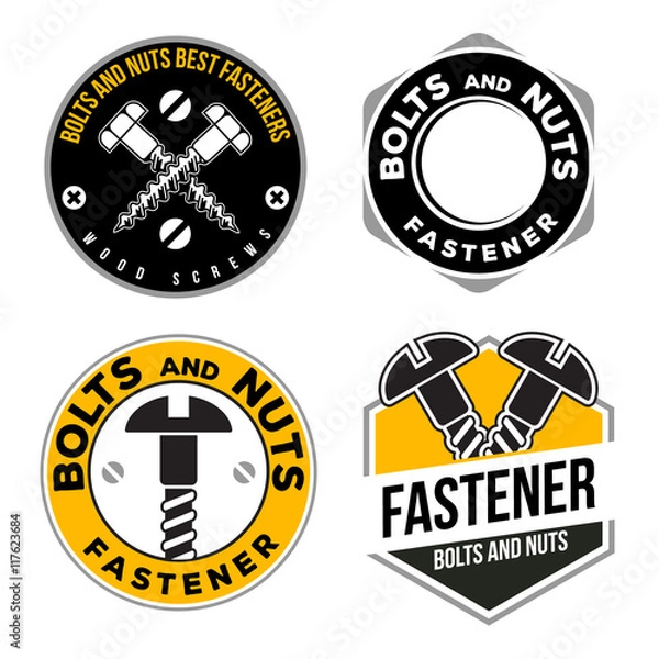 Fototapeta bolts and nuts emblems set