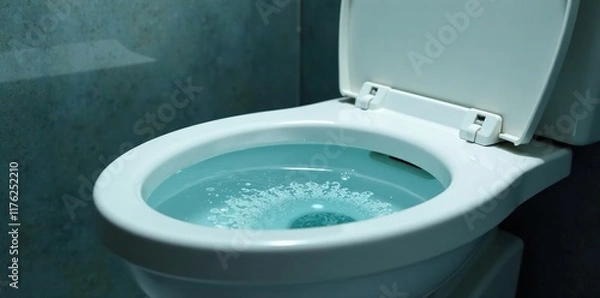 Obraz Water overflowing from a toilet bowl into the sink, toilet bowl, overflow