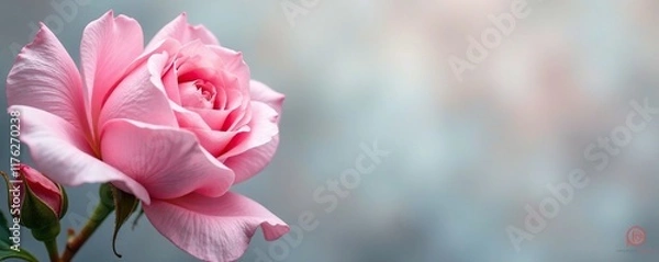Obraz Soft pink rose mallow flowers on a gray background, petals, soft