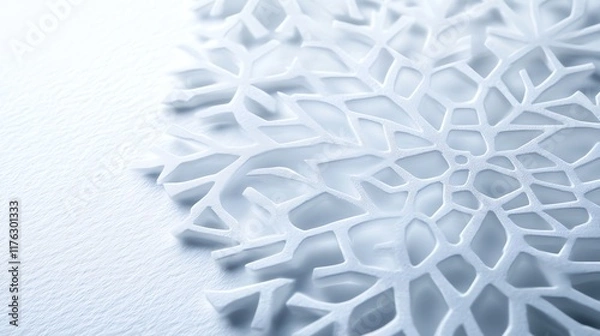 Fototapeta Natureinspired snowflake patterns with geometric precision, winterthemed visuals