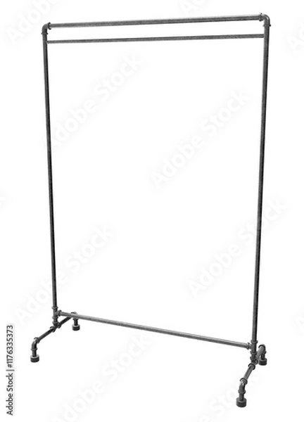 Fototapeta Industrial Pipe Display: A versatile display rack made from industrial-style pipes, perfect for showcasing clothing, accessories, or home decor.