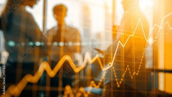 Fototapeta Stock Market Blur: A blurred background of stock market charts with an investment theme.
