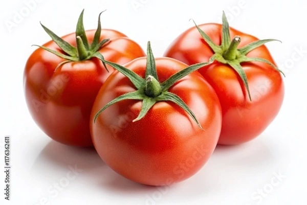 Obraz Three Sliced Tomatoes Isolated on White Background - Perfect for Food Photography