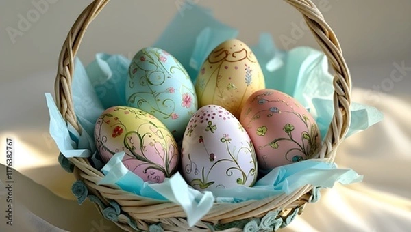 Obraz easter basket with eggs