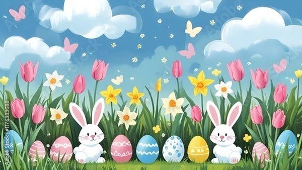 Fototapeta easter eggs on grass