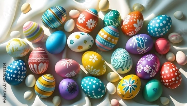 Fototapeta easter eggs in a basket