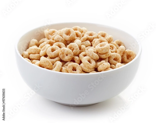 Obraz Puchar całego ziarna zbóż Cheerios na białym tle