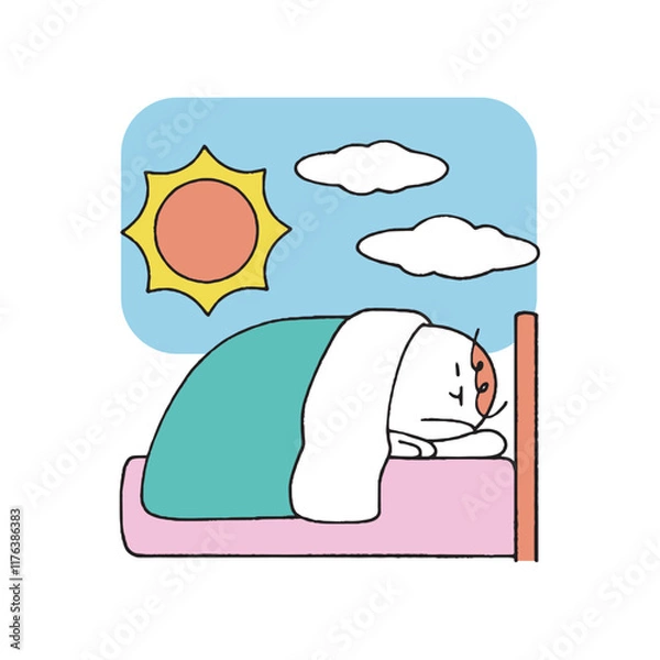 Obraz 朝に寝ている人