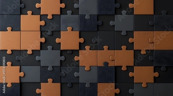 Fototapeta Modern Puzzle Representation Featuring Sharp Lines and Minimalist Design in Earthy Tones