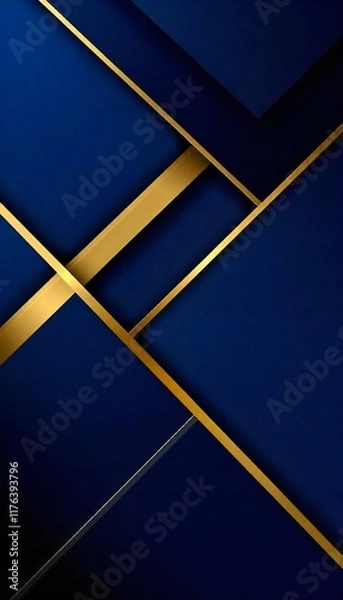 Fototapeta Abstract Elegance with Navy and Gold Layers - Generated By AI.