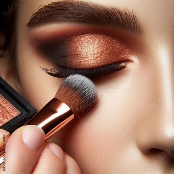Fototapeta 274 An expert blending a warm bronze eyeshadow into a client's c
