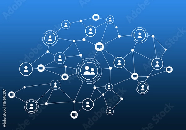 Fototapeta Social media communication . Mixed media