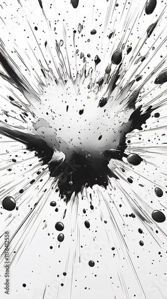 Fototapeta Dynamic Black Ink Exploding Abstract Digital Painting Illustration. AI Generated