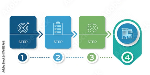 Fototapeta An Informative Infographic Template Featuring Four Steps for Clear Communication