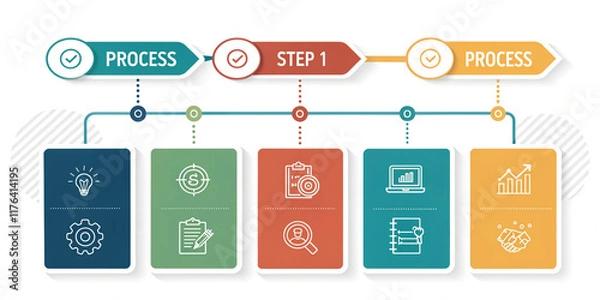 Fototapeta An Engaging Infographic Template with Six Steps for Workflow and Process Management