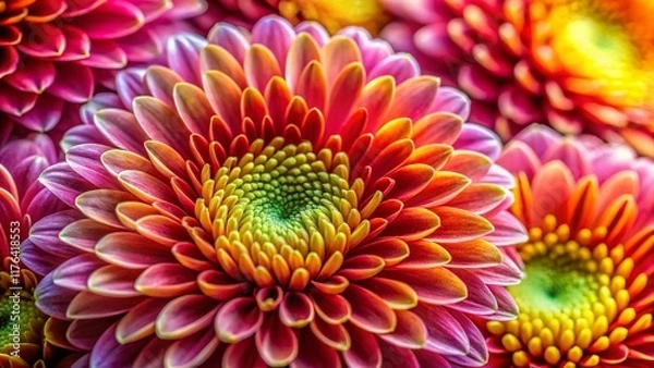 Obraz Vibrant Floral Wall Macro Photography: Close-up of Colorful Petals and Delicate Textures