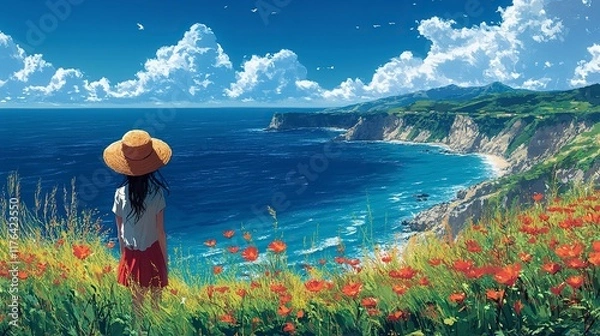 Fototapeta background,plant,girl,in futher coastline,more detailed,cartoon,illustration --ar 16:9 --stylize 1000 --v 6.1 Job ID: ac9e91dc-b1df-486f-8ade-d0ed2e755951