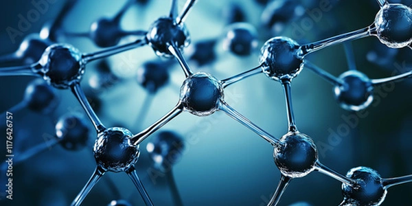 Obraz 3D nanotechnology fullerene texture cyberspace. Nano fiber chemical modern material design. Atom molecule macro structure layer superconductor development  illustration