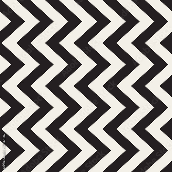 Fototapeta Vector Seamless Black And White Triangle Lines Grid Pattern