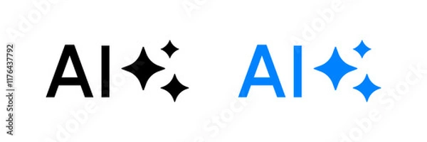 Fototapeta Generative AI logo icon magic sparkle stars symbol , Artificial intelligence sign. Vector ai generated icon blue logo