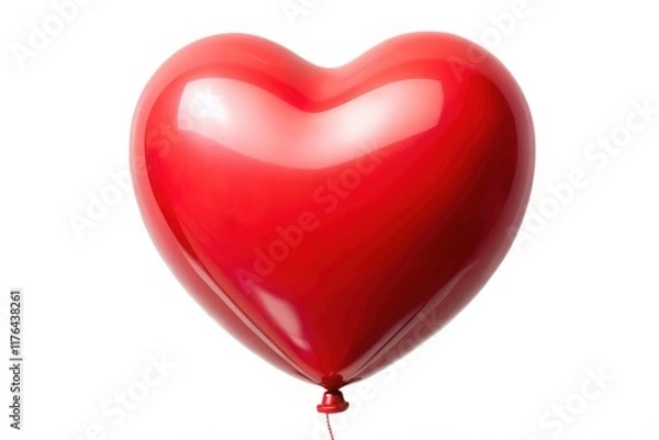 Fototapeta High-resolution image of a red heart-shaped balloon, floating against a panoramic white background; perfect for Valentine's Day.