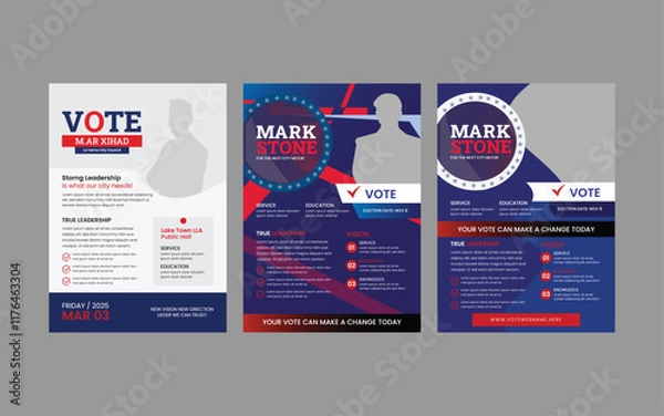 Obraz political election flyer template. Vector premium editable flyer leaflet layout