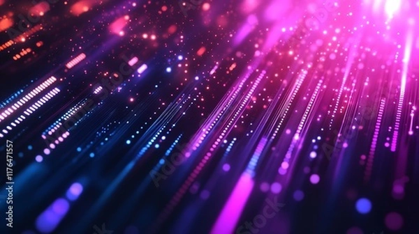 Obraz Abstract Digital Background with Network Connections and Technology Particles

