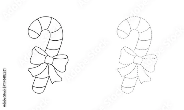 Fototapeta Tracing lines for toddlers. Handwriting practice sheet. Educational children game, printable worksheet for kids with Candy Can