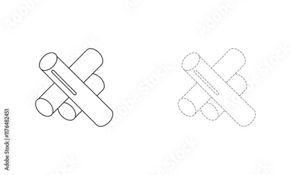 Fototapeta Tracing lines for toddlers. Handwriting practice sheet. Educational children game, printable worksheet for kids with Chalk