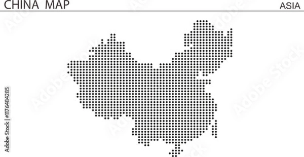Fototapeta China dotted map with national flag
